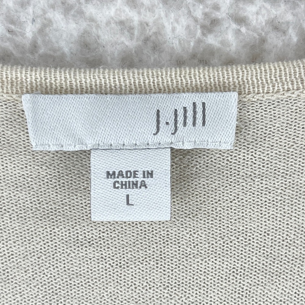 J. Jill Ivory Paisley Print Open Front Cardigan Sweater Womens 3/4 Sleeve Size L - Picture 8 of 12
